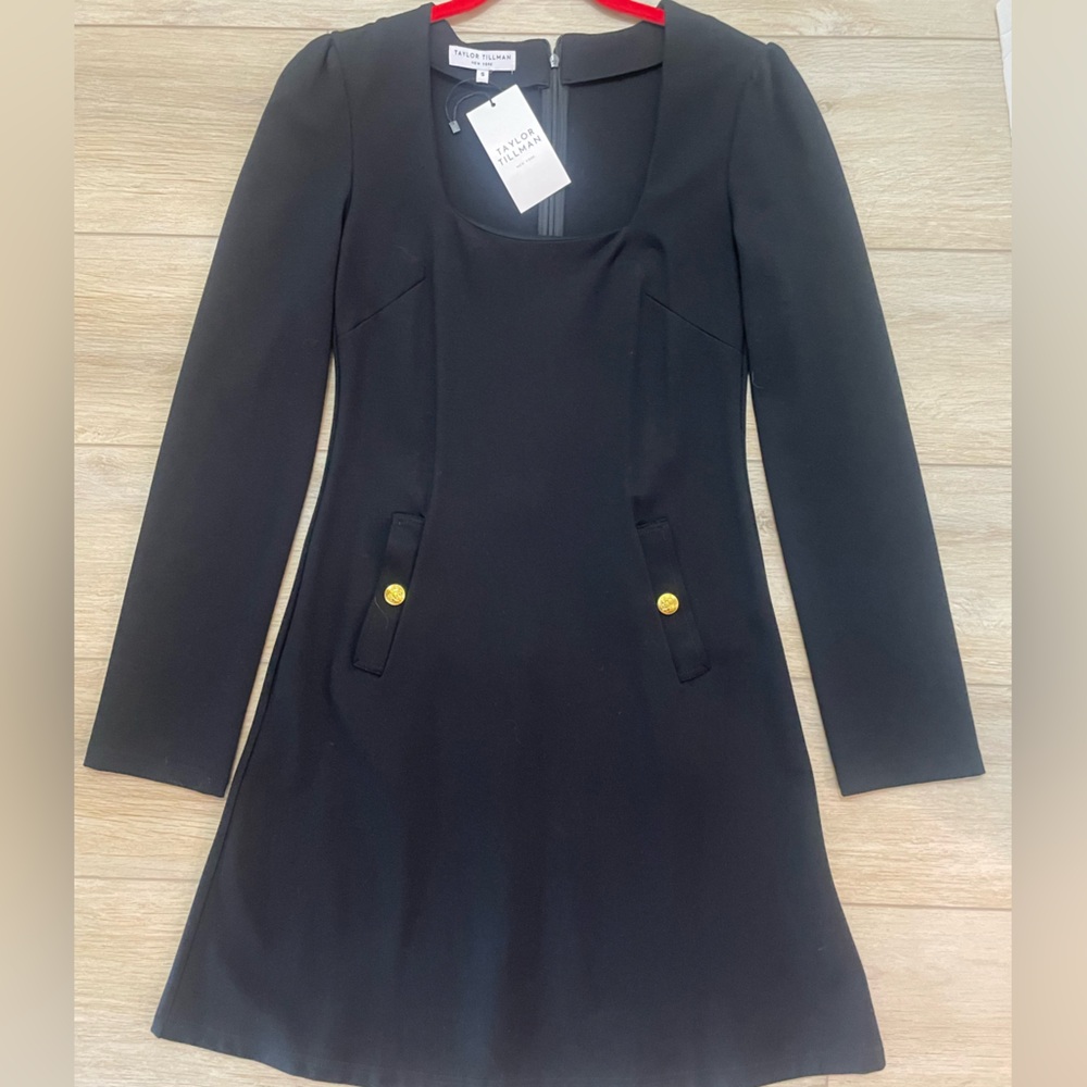 Taylor Tillman Camille Black Long-Sleeve Dress size small NWT